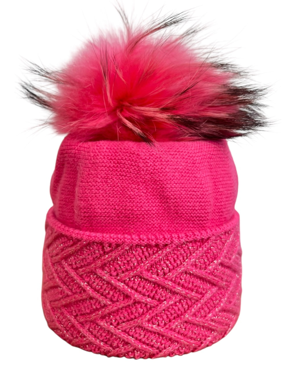 Mütze mit Fellbommel, pink
