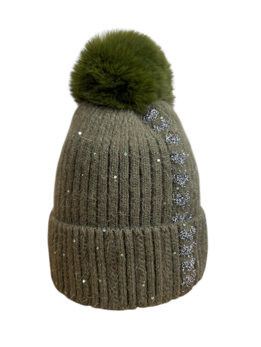 Mütze mit Bommel, khaki