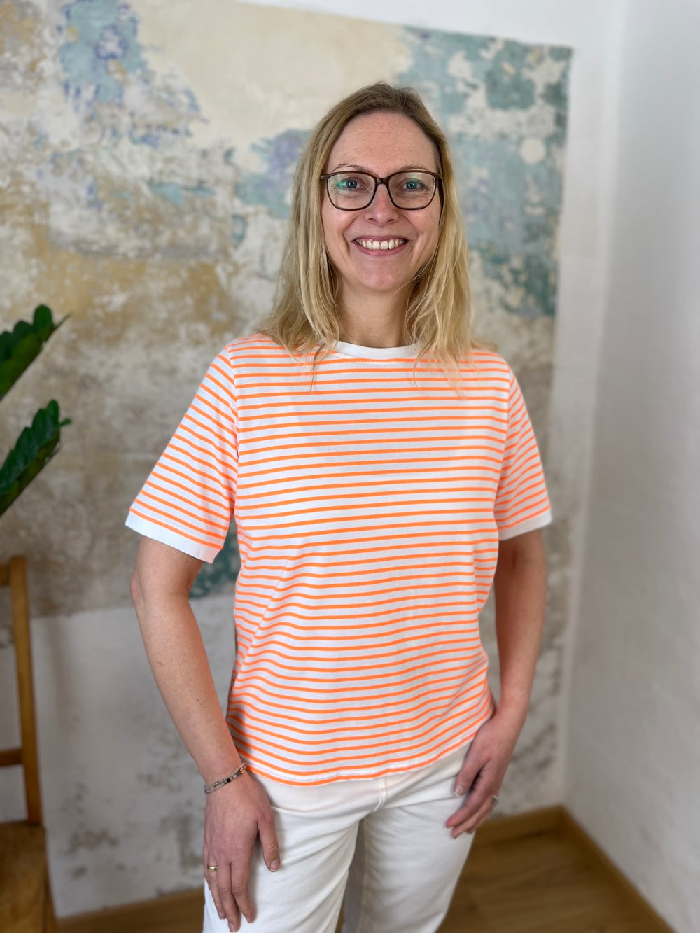 Streifenshirt, orange