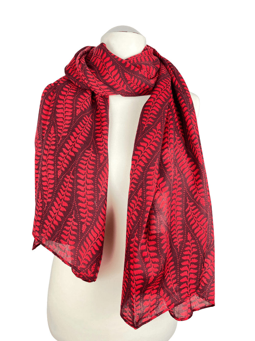 Leichter Schal mit Blätterdruck, bordeaux von Bella Vita - Mode & Lifestyle