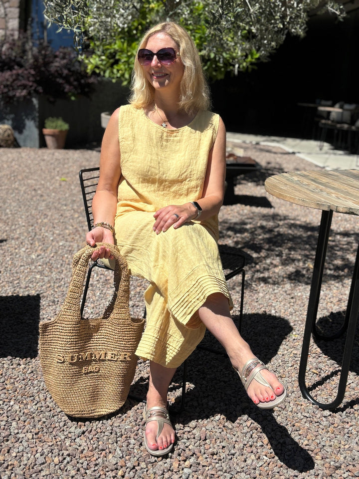 Leinentop mit Zierfalten, gelb von Bella Vita - Mode &amp; Lifestyle