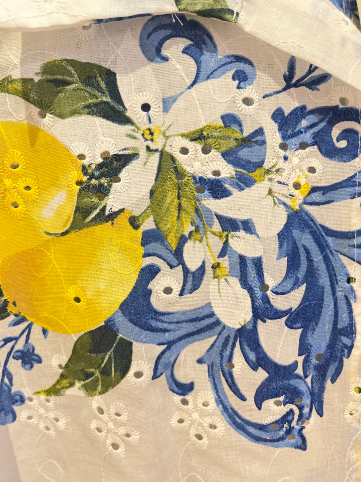 Baumwollbluse Dolce Limone, weiß-blau-gelb von Bella Vita - Mode &amp; Lifestyle
