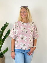 Baumwollbluse "Flower Love", rosa von Bella Vita - Mode & Lifestyle