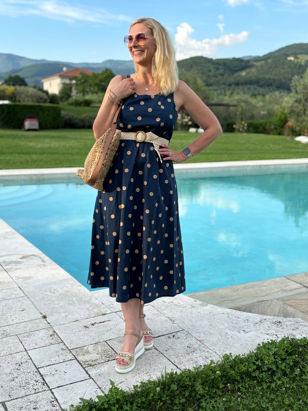 Baumwollkleid Polka Chic, marine von Bella Vita - Mode &amp; Lifestyle