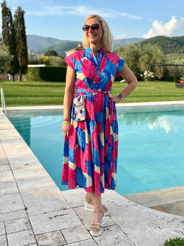 Baumwollkleid Summer Bloom, pink-blau von Bella Vita - Mode &amp; Lifestyle