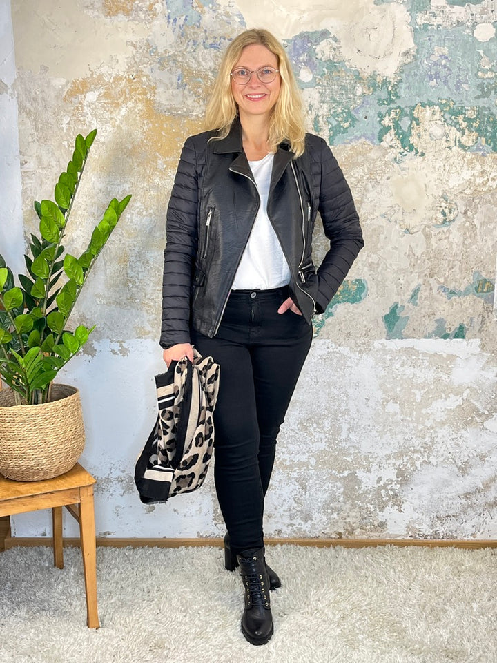 Bikerjacke im Materialmix von Bella Vita - Mode &amp; Lifestyle