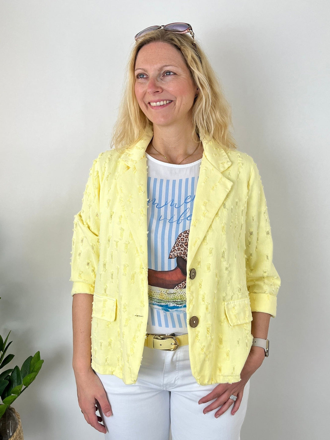 Blazer aus Strukturware, gelb von Bella Vita - Mode & Lifestyle