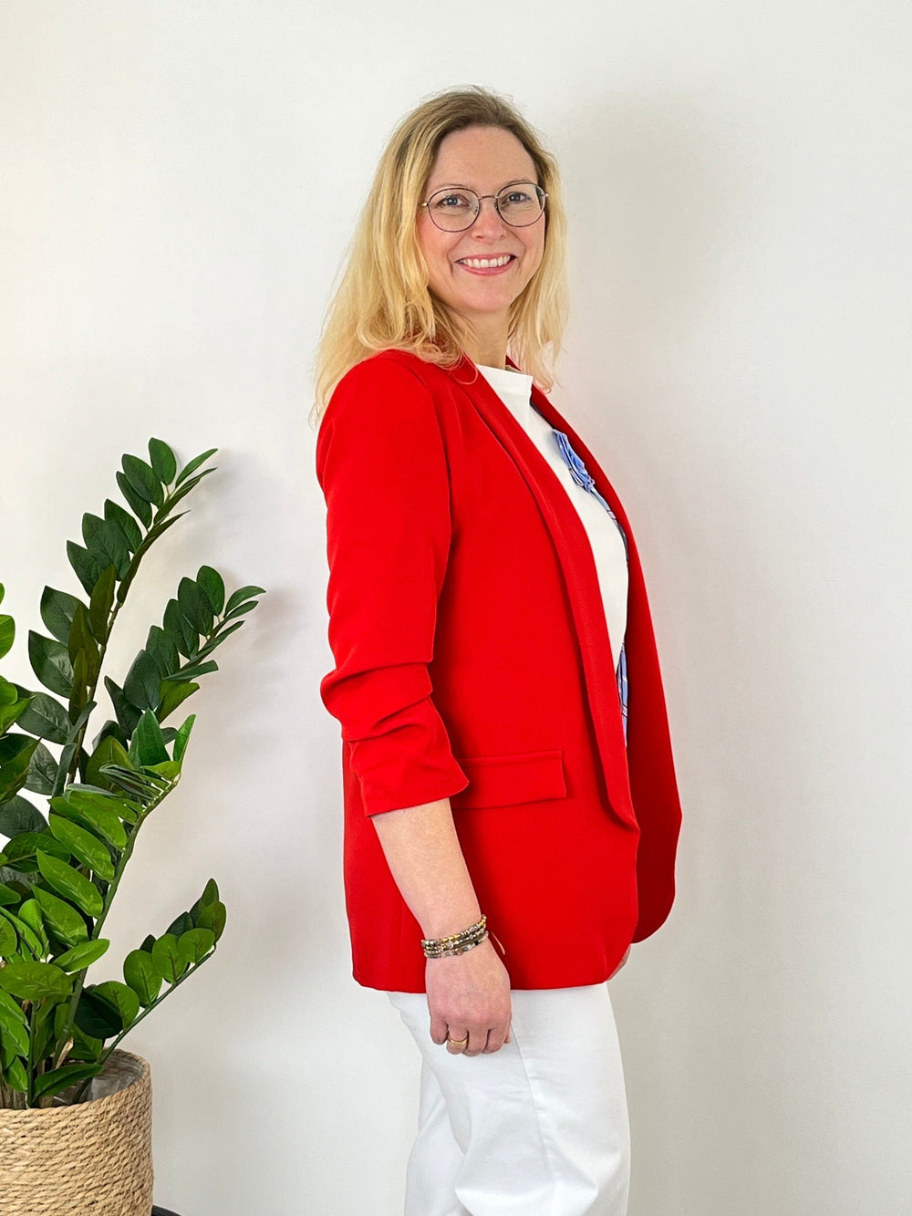 Blazer mit Raffärmeln, rot von Bella Vita - Mode & Lifestyle