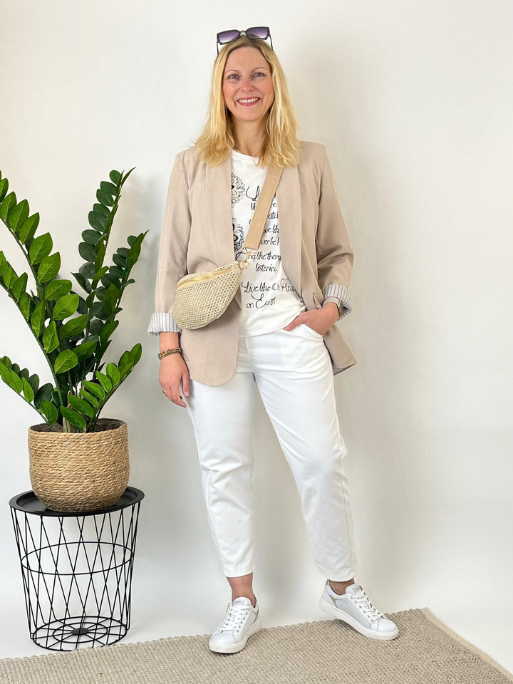 Blazer mit Streifenfutter, beige von Bella Vita - Mode &amp; Lifestyle