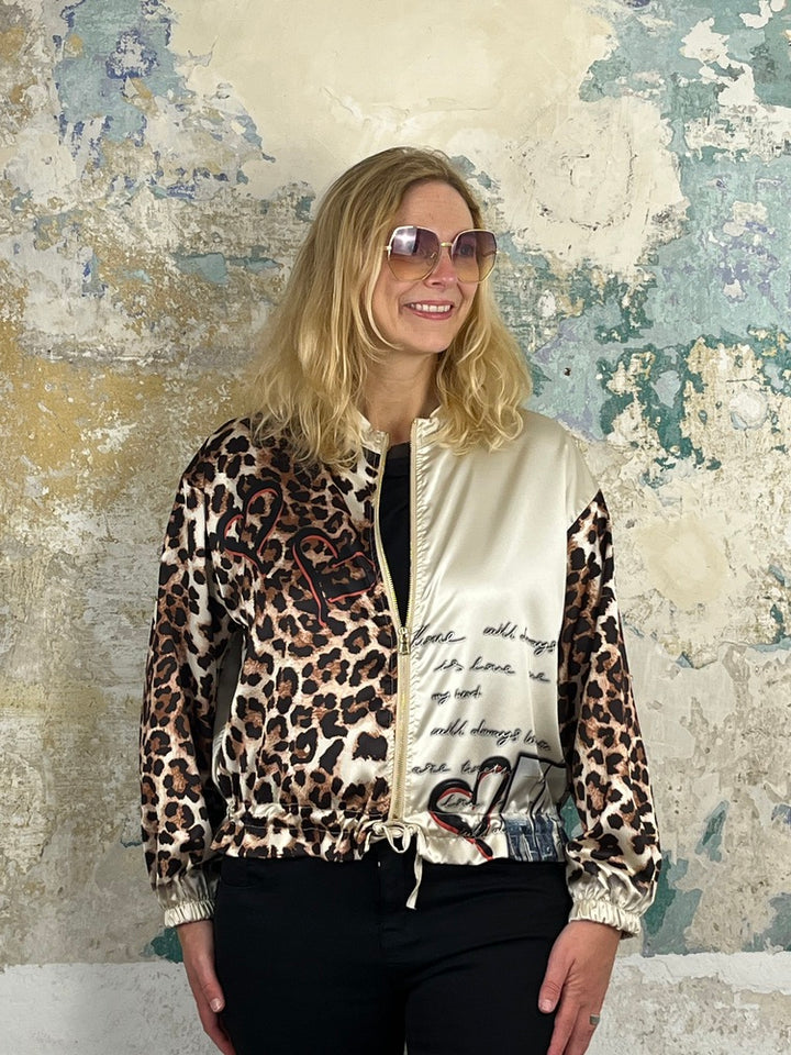 Blouson aus Glanzware mit Alloverdruck, beige von Bella Vita - Mode &amp; Lifestyle