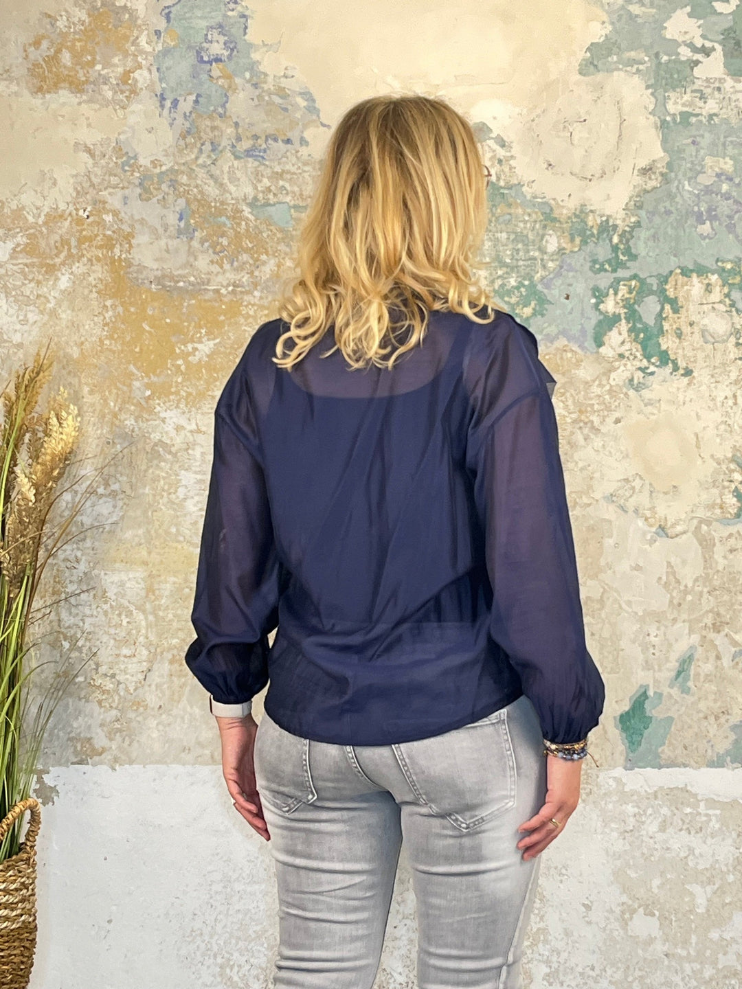 Bluse mit Rüschen, marine von Bella Vita - Mode &amp; Lifestyle
