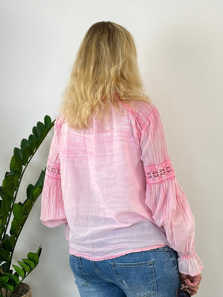 Bluse mit Spitzendetails, rosa von Bella Vita - Mode &amp; Lifestyle