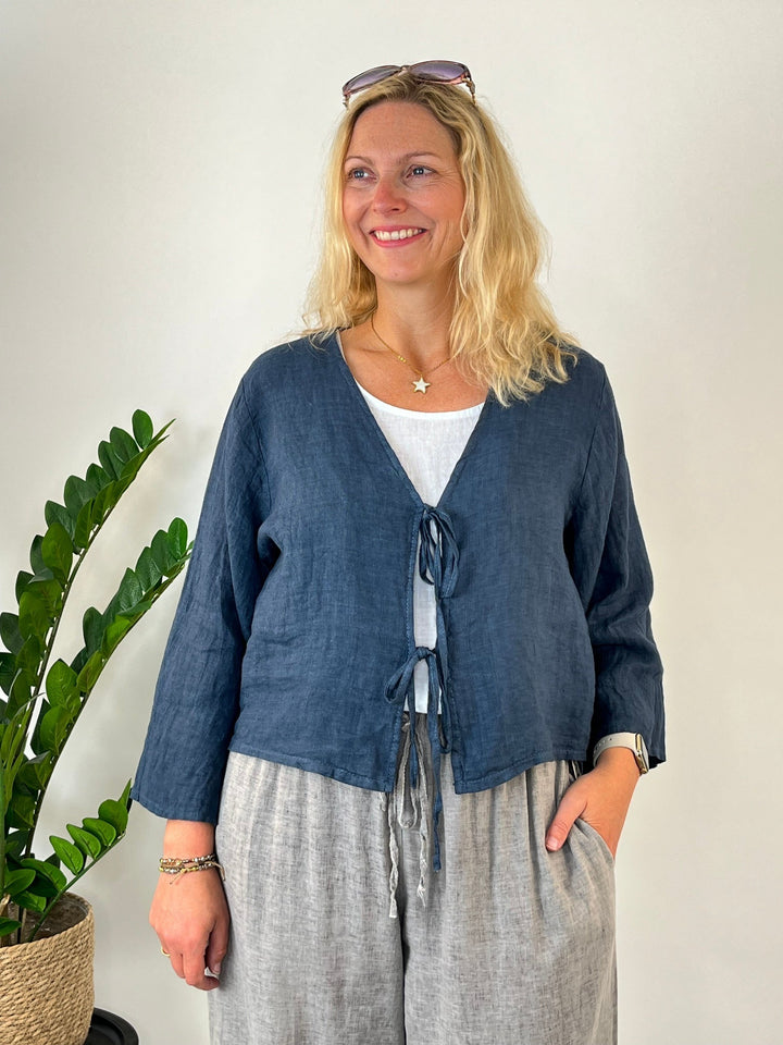 Blusenjacke aus Leinen, marine von Bella Vita - Mode &amp; Lifestyle