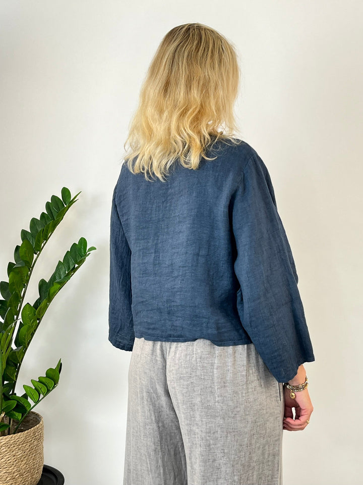 Blusenjacke aus Leinen, marine von Bella Vita - Mode &amp; Lifestyle