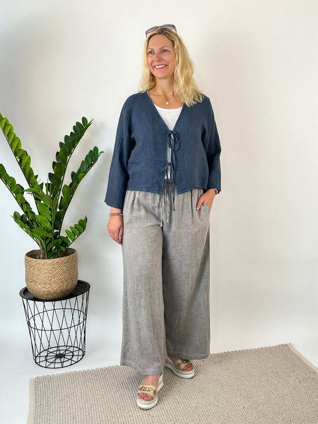 Blusenjacke aus Leinen, marine von Bella Vita - Mode &amp; Lifestyle