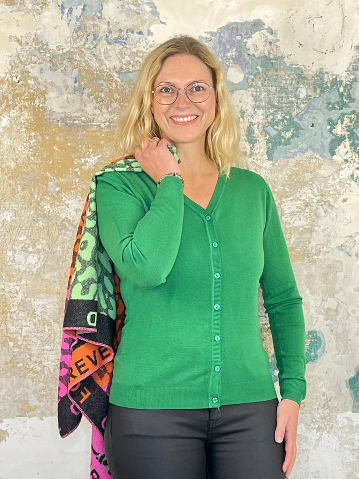Cardigan V-Ausschnitt, grün von Bella Vita - Mode &amp; Lifestyle