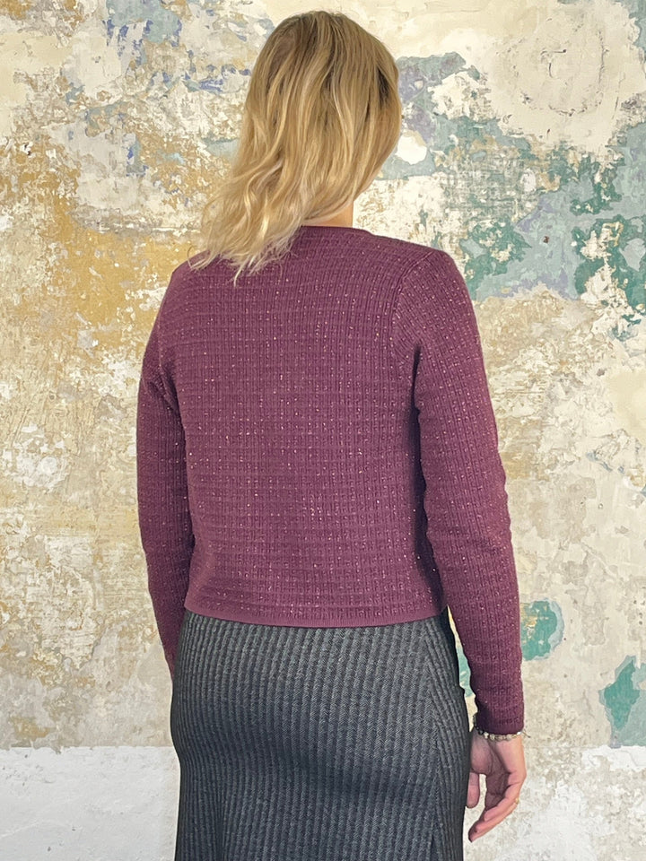 Cardigan mit Glitzerfaden, bordeaux von Bella Vita - Mode &amp; Lifestyle