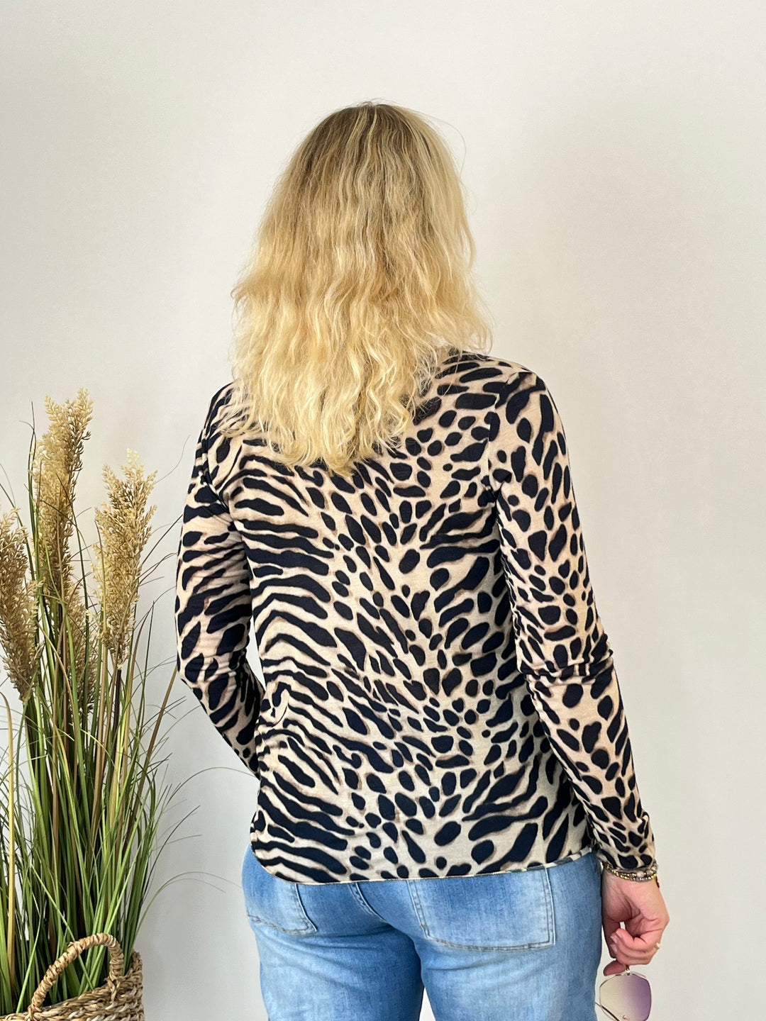 Rückansicht Cashmere Touch Shirt mit Animalmix-Print