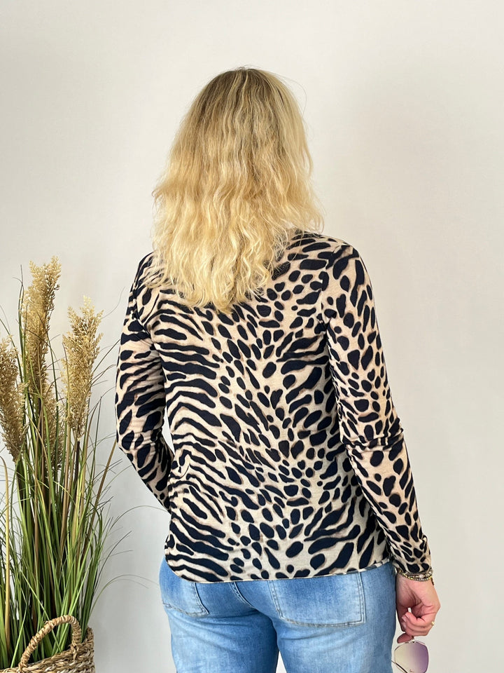 Rückansicht Cashmere Touch Shirt mit Animalmix-Print