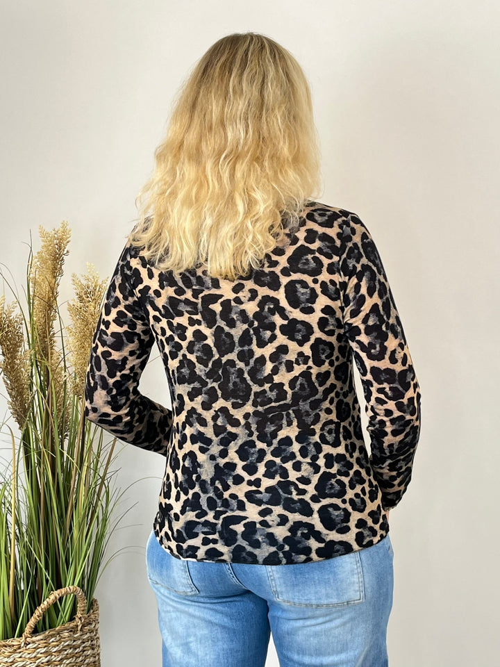 Rückansicht Cashmere Touch Shirt Leo, beige-schwarzer Print