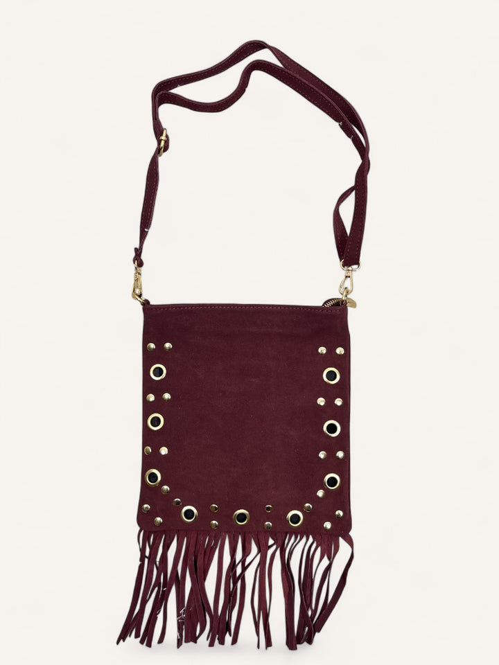 Crossbody-Tasche mit Fransen, bordeaux von Bella Vita - Mode &amp; Lifestyle