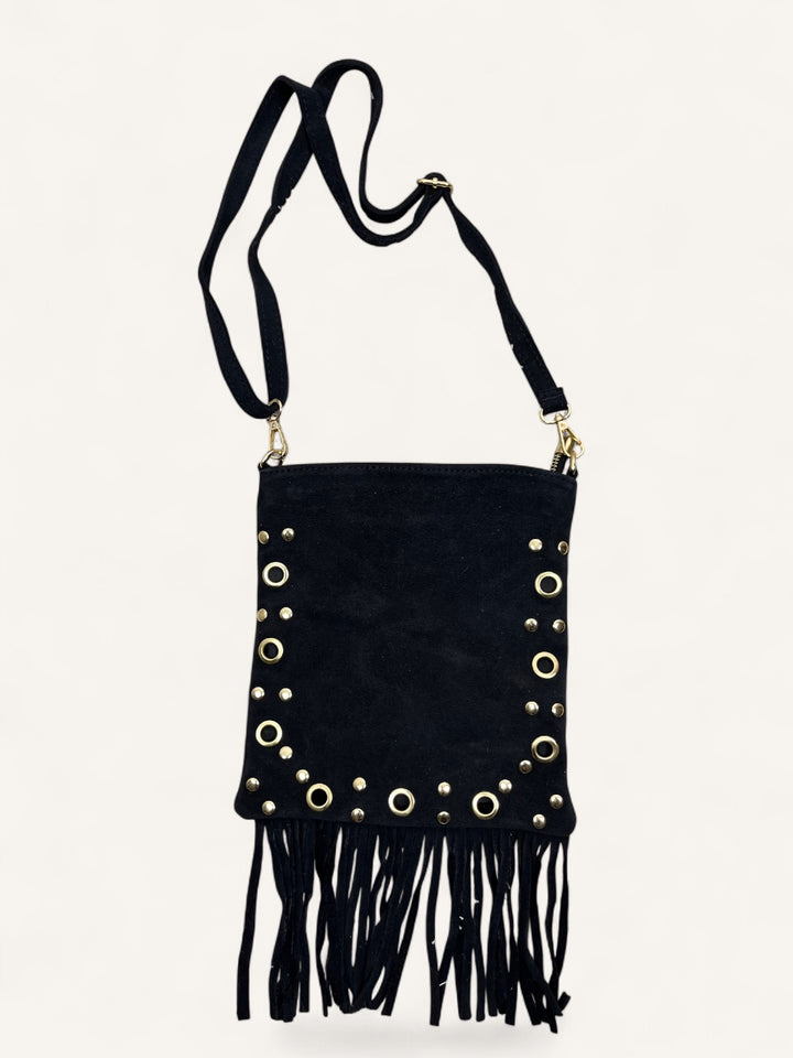 Crossbody-Tasche mit Fransen, schwarz von Bella Vita - Mode &amp; Lifestyle