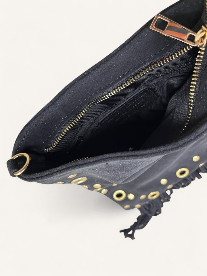 Crossbody-Tasche mit Fransen, schwarz von Bella Vita - Mode &amp; Lifestyle