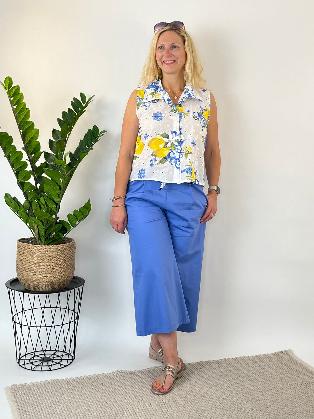 Culotte mit Stoffbindegürtel, blau von Bella Vita - Mode &amp; Lifestyle