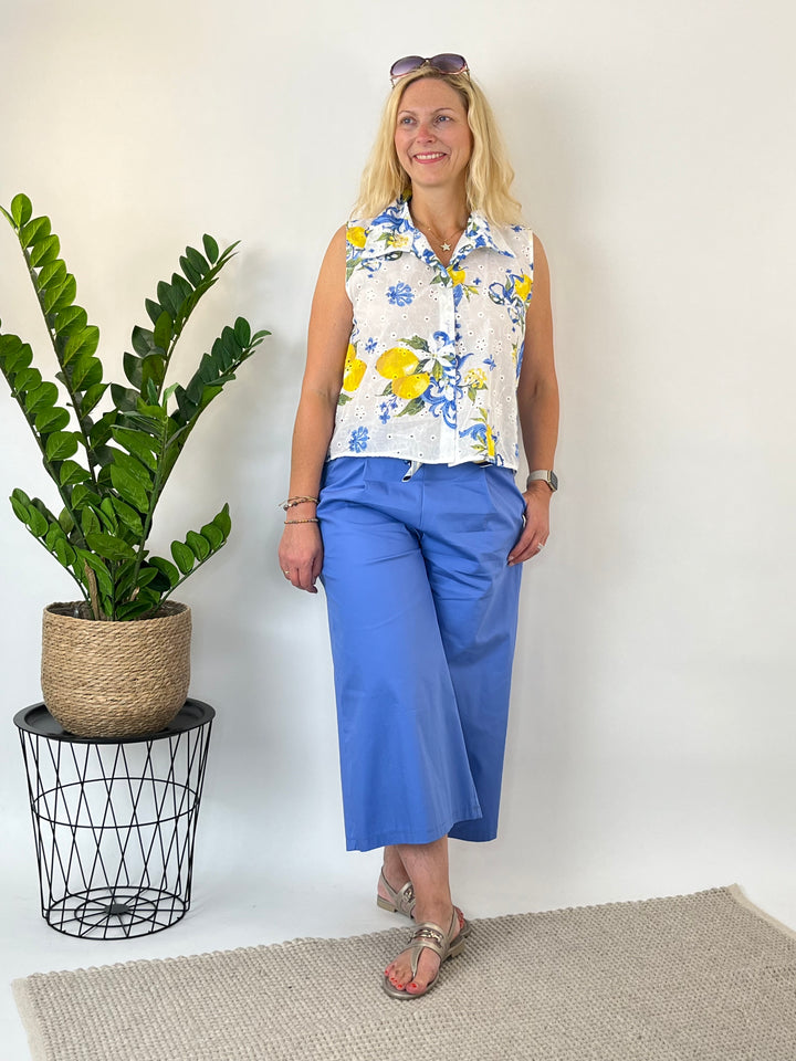 Culotte mit Stoffbindegürtel, blau von Bella Vita - Mode &amp; Lifestyle