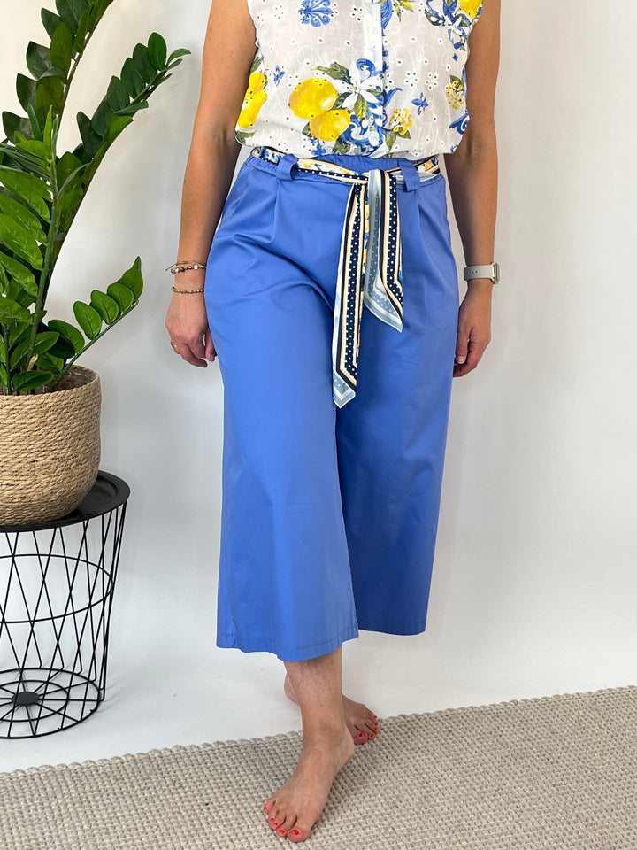 Culotte mit Stoffbindegürtel, blau von Bella Vita - Mode &amp; Lifestyle