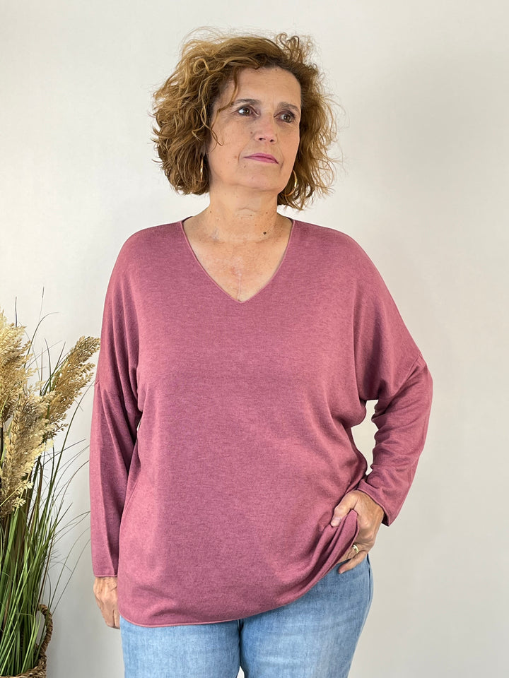 Essential Curvy-Pullover mit V-Ausschnitt