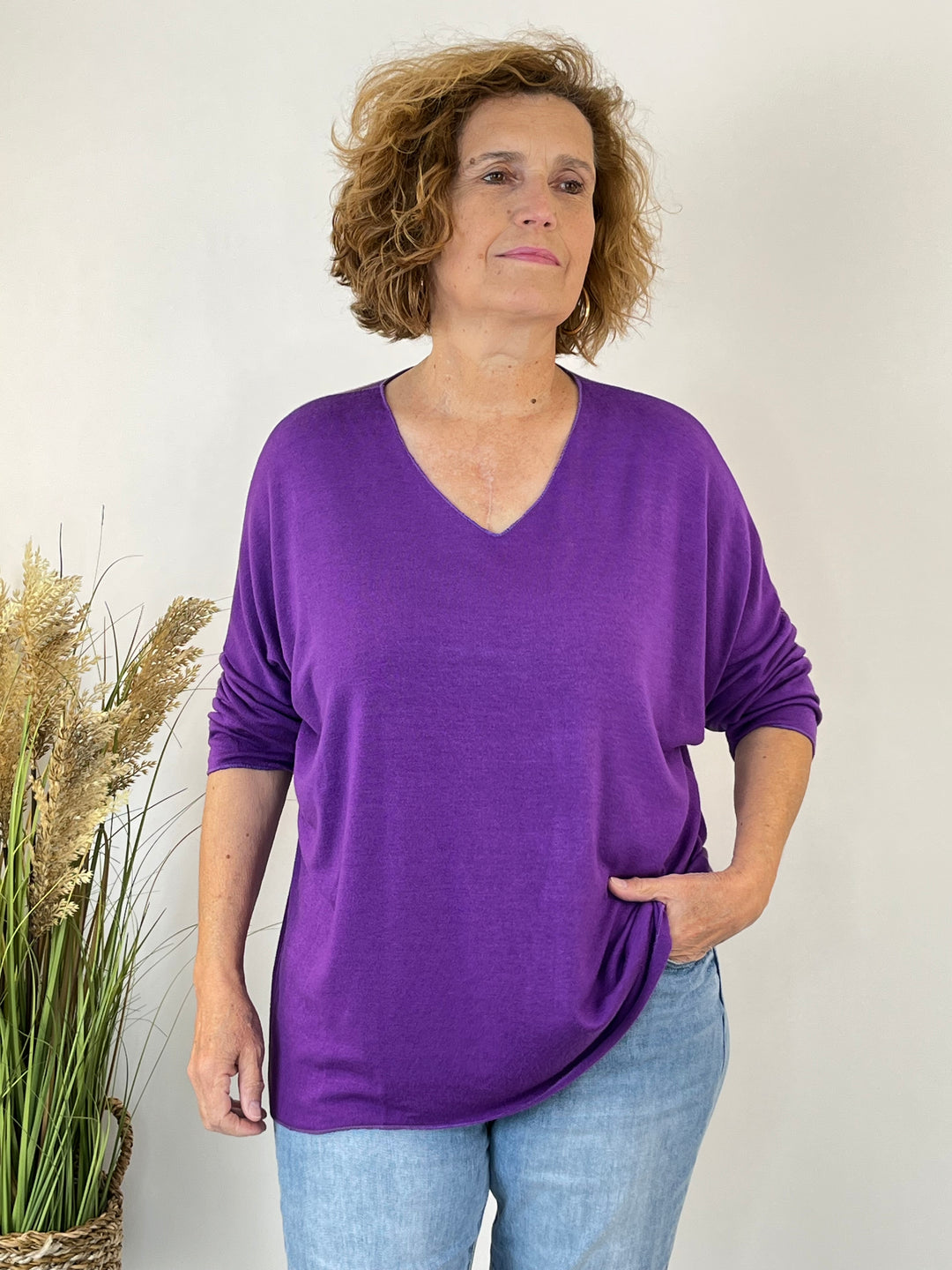 Essential Curvy-Pullover mit V-Ausschnitt