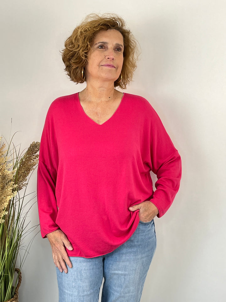 Essential Curvy-Pullover mit V-Ausschnitt