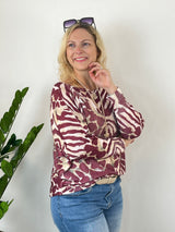 Fledermauspullover Animalprint, bordeaux von Bella Vita - Mode & Lifestyle