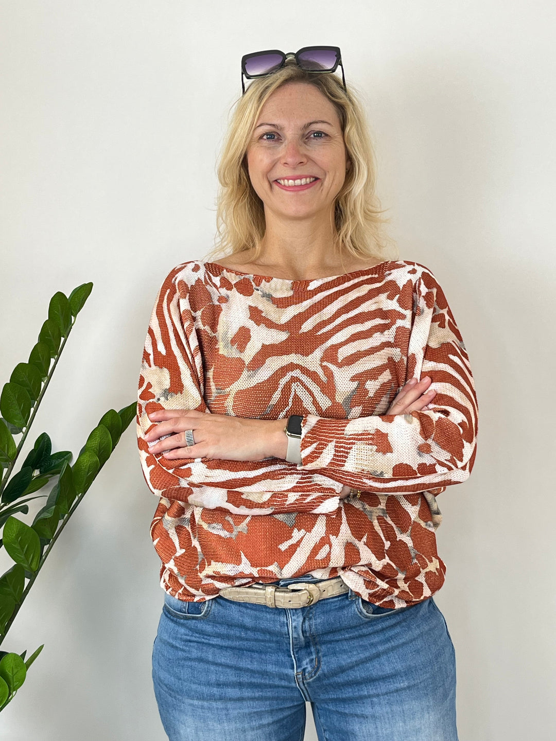 Fledermauspullover Animalprint, rostrot von Bella Vita - Mode &amp; Lifestyle