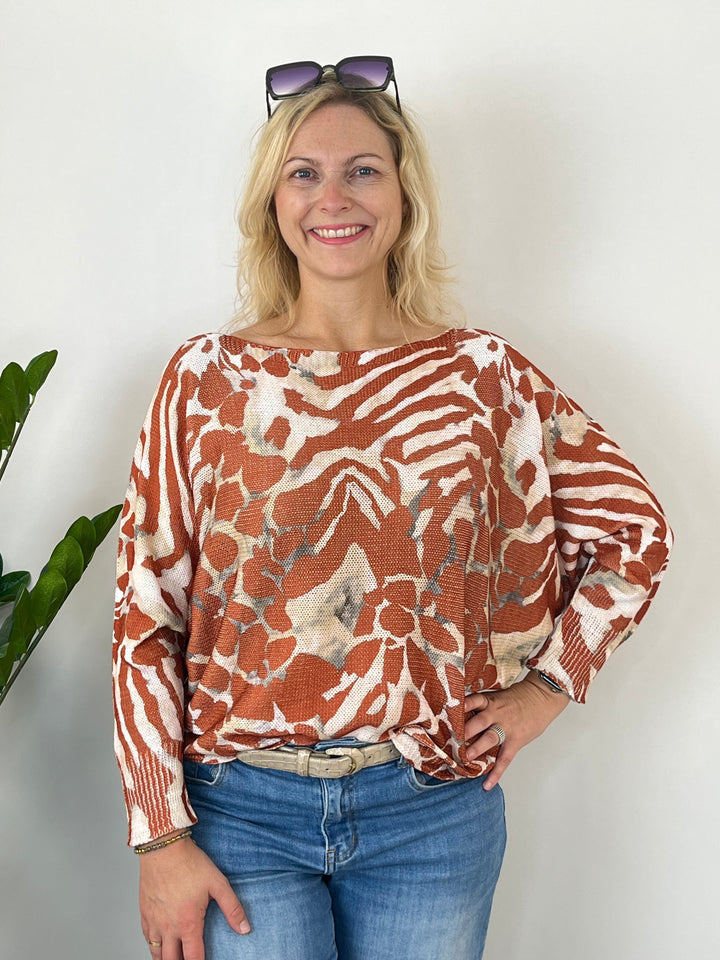 Fledermauspullover Animalprint, rostrot von Bella Vita - Mode &amp; Lifestyle