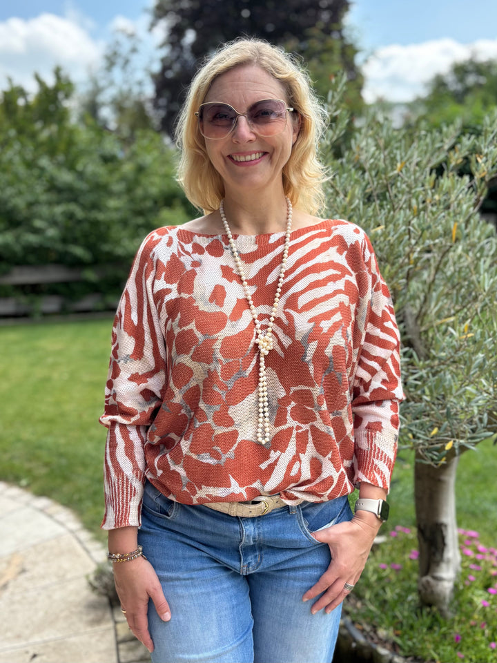 Fledermauspullover Animalprint, rostrot von Bella Vita - Mode &amp; Lifestyle