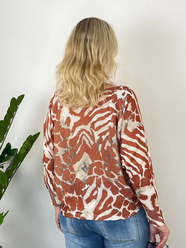 Fledermauspullover Animalprint, rostrot von Bella Vita - Mode &amp; Lifestyle