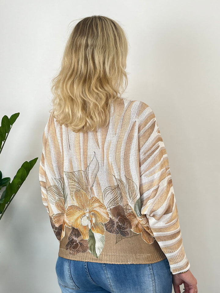 Fledermauspullover Zebra-Floral, beige von Bella Vita - Mode &amp; Lifestyle