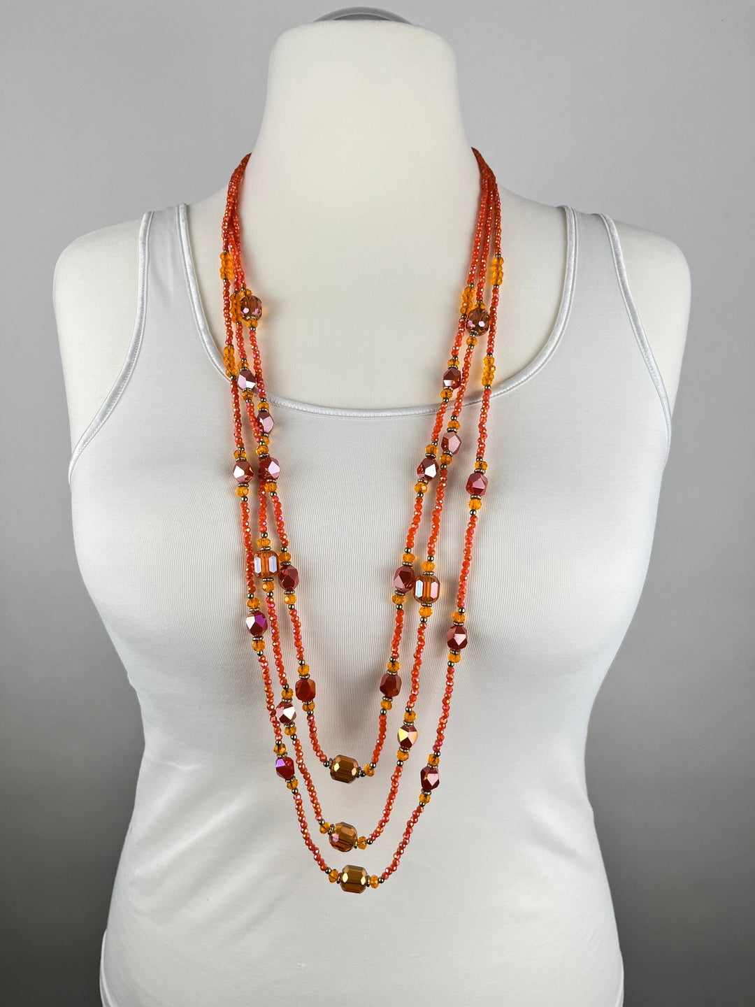 Glasperlenkette "Sunset Sparkle", orange von Bella Vita - Mode & Lifestyle