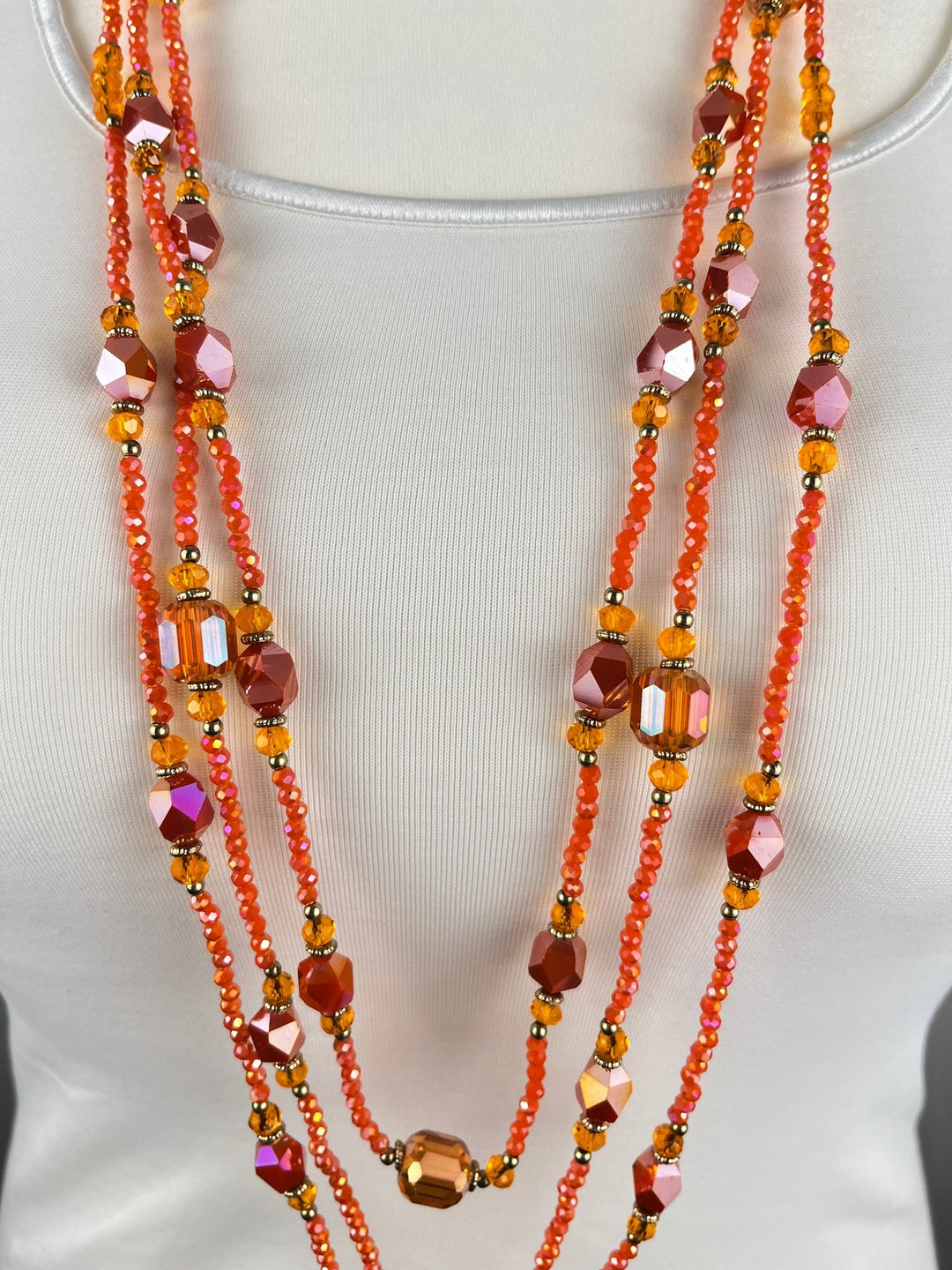 Glasperlenkette "Sunset Sparkle", orange von Bella Vita - Mode &amp; Lifestyle