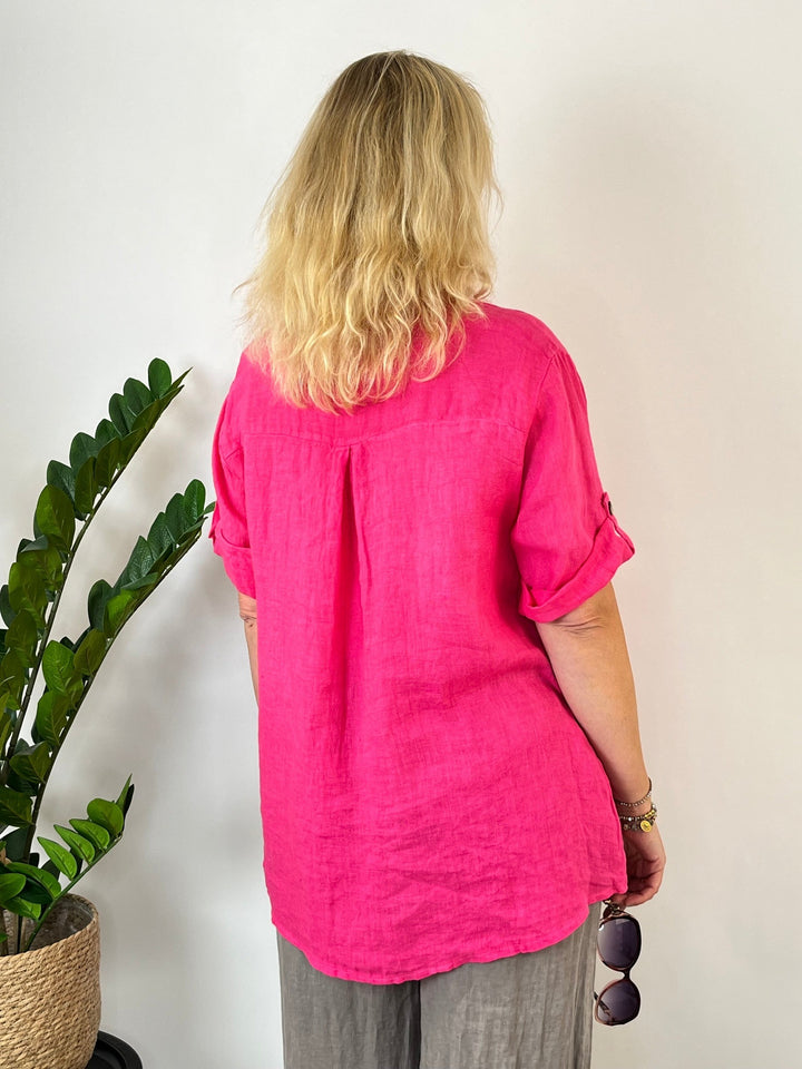 Hemdbluse aus Leinen, pink von Bella Vita - Mode &amp; Lifestyle