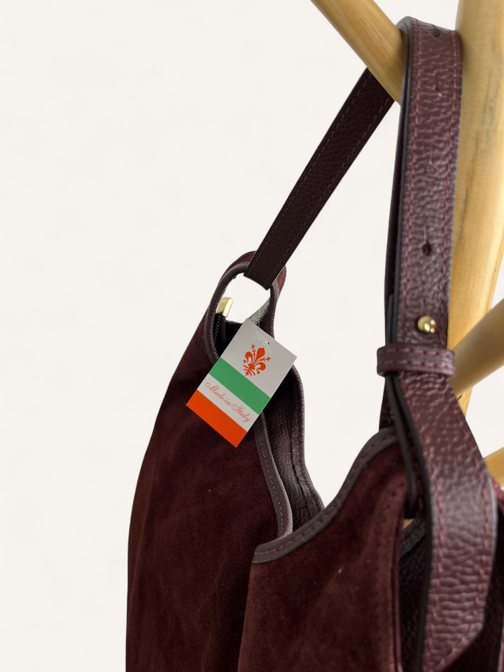 Hobo Bag aus Wildleder, bordeaux von Bella Vita - Mode &amp; Lifestyle