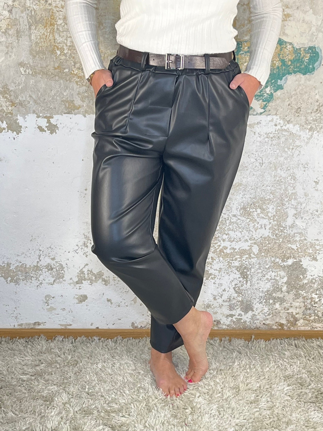Hose aus Lederimitat, schwarz von Bella Vita - Mode &amp; Lifestyle