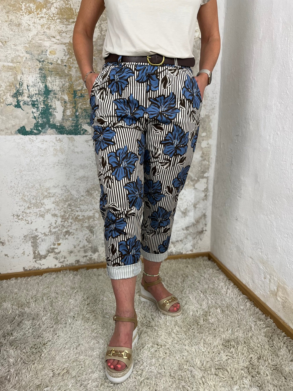 Hose mit Alloverdruck, blau von Bella Vita - Mode &amp; Lifestyle
