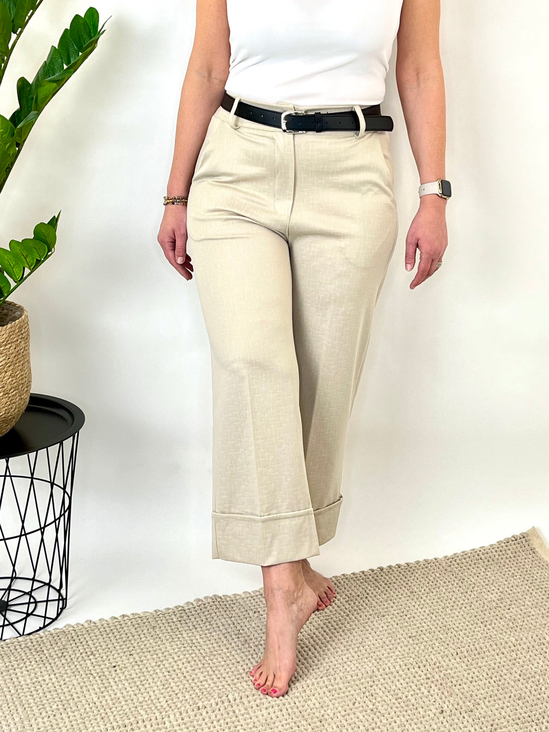 7/8-Hose mit Aufschlag, beige von Bella Vita - Mode & Lifestyle