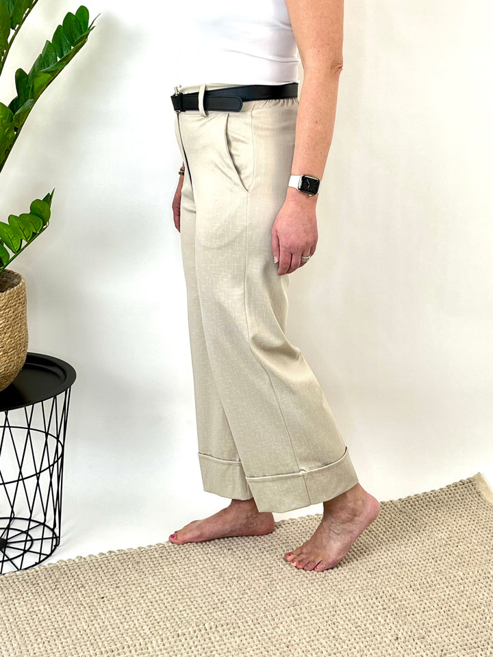 7/8-Hose mit Aufschlag, beige von Bella Vita - Mode & Lifestyle