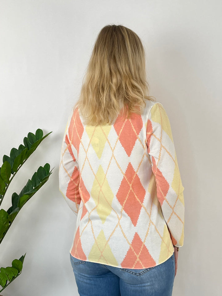 Pullover mit Rautenmuster, gelb von Bella Vita - Mode & Lifestyle