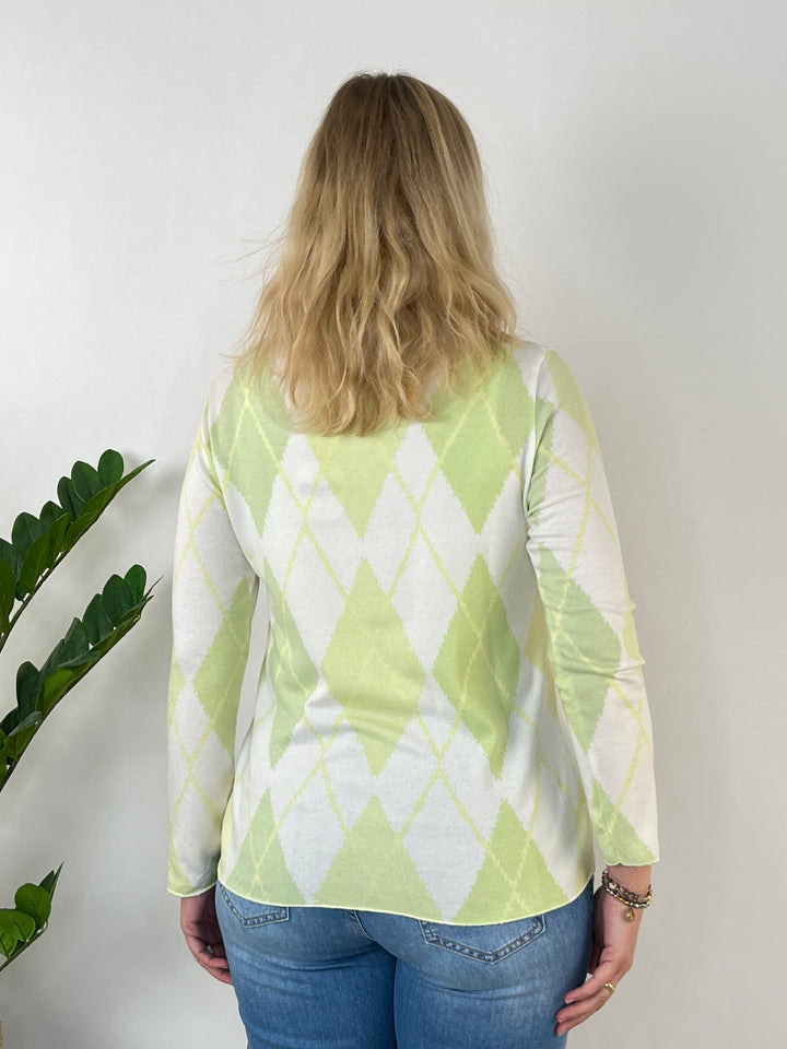 Pullover mit Rautenmuster, hellgrün von Bella Vita - Mode & Lifestyle