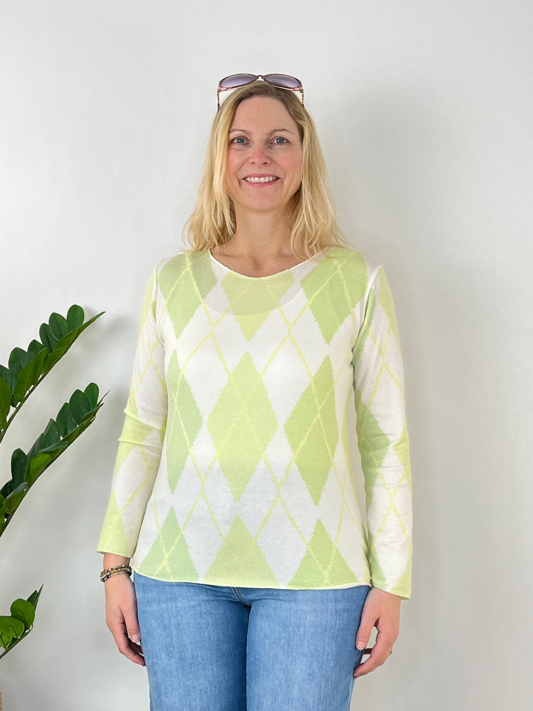 Pullover mit Rautenmuster, hellgrün von Bella Vita - Mode & Lifestyle